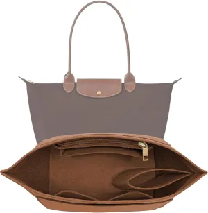 Purse Organizer Insert for Le Pliage Medium Handbags Insert Organizer (Brown, Medium)