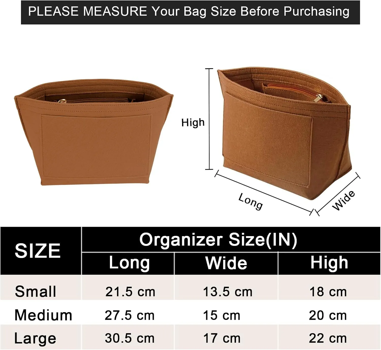 Purse Organizer Insert for Le Pliage Medium Handbags Insert Organizer (Brown, Medium)