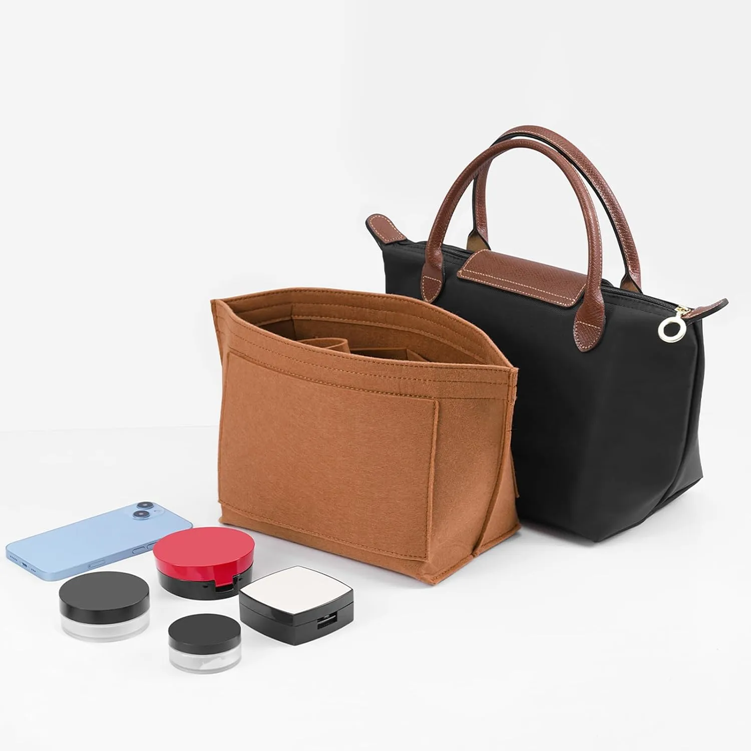 Purse Organizer Insert for Le Pliage Medium Handbags Insert（EarthColor, Medium）