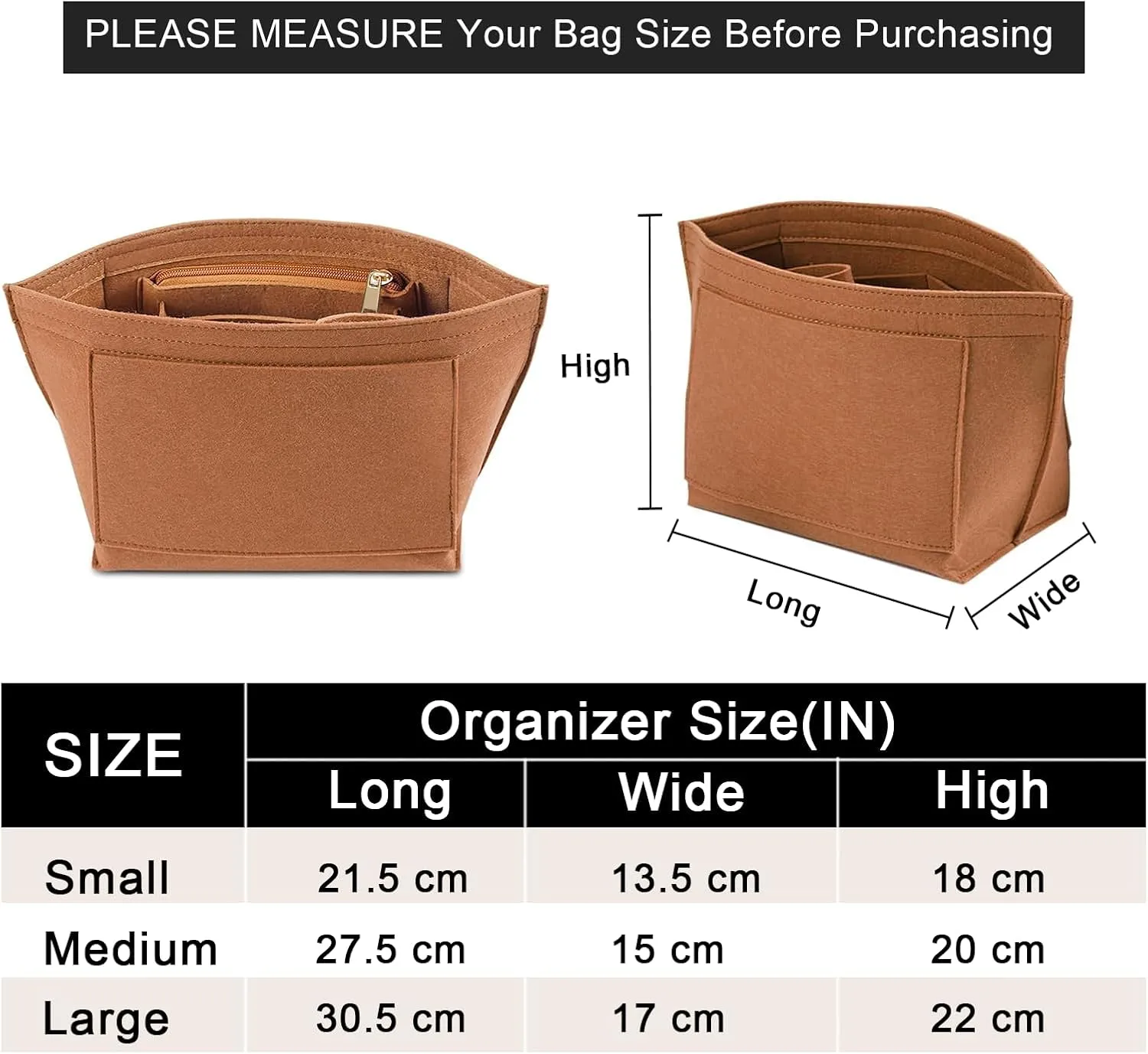 Purse Organizer Insert for Le Pliage Medium Handbags Insert（EarthColor, Medium）