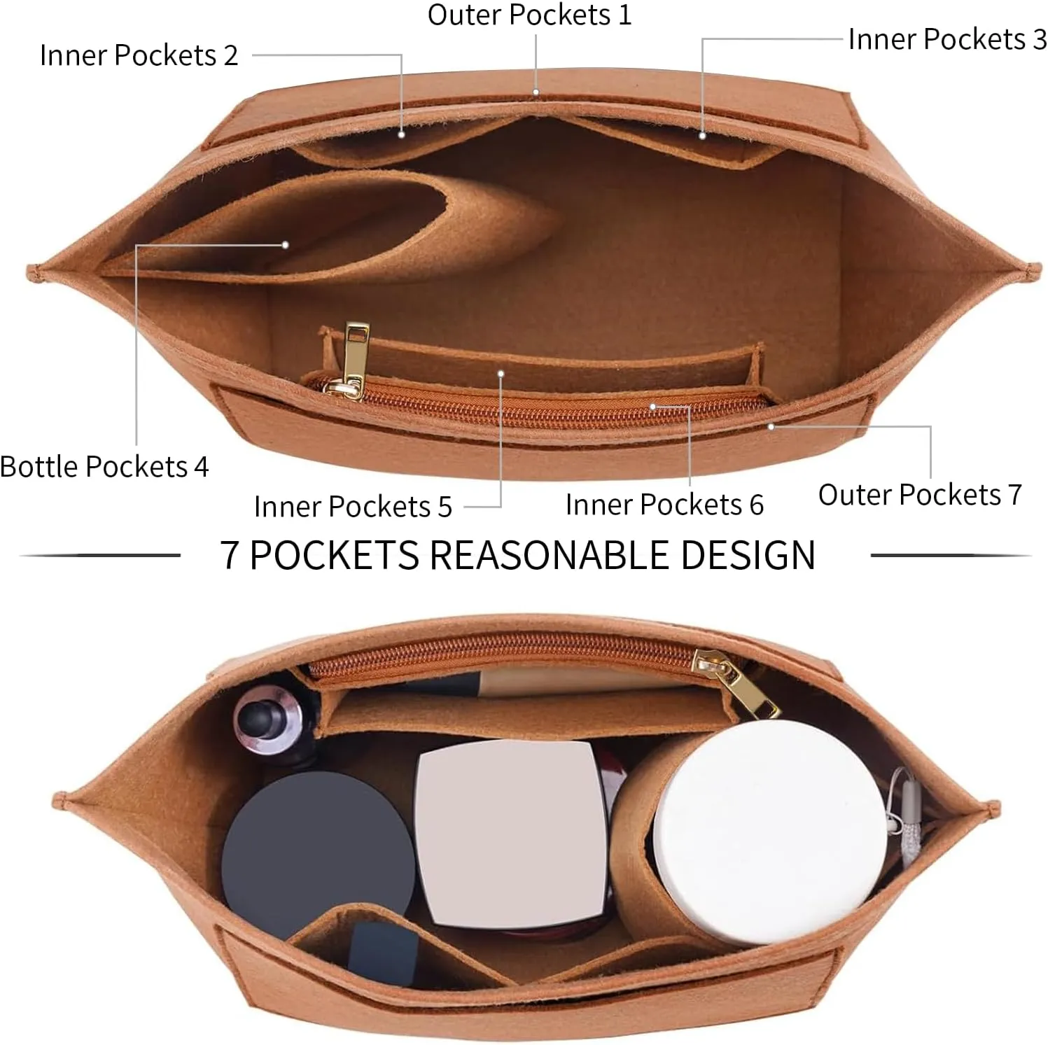 Purse Organizer Insert for Le Pliage Medium Handbags Insert（EarthColor, Medium）