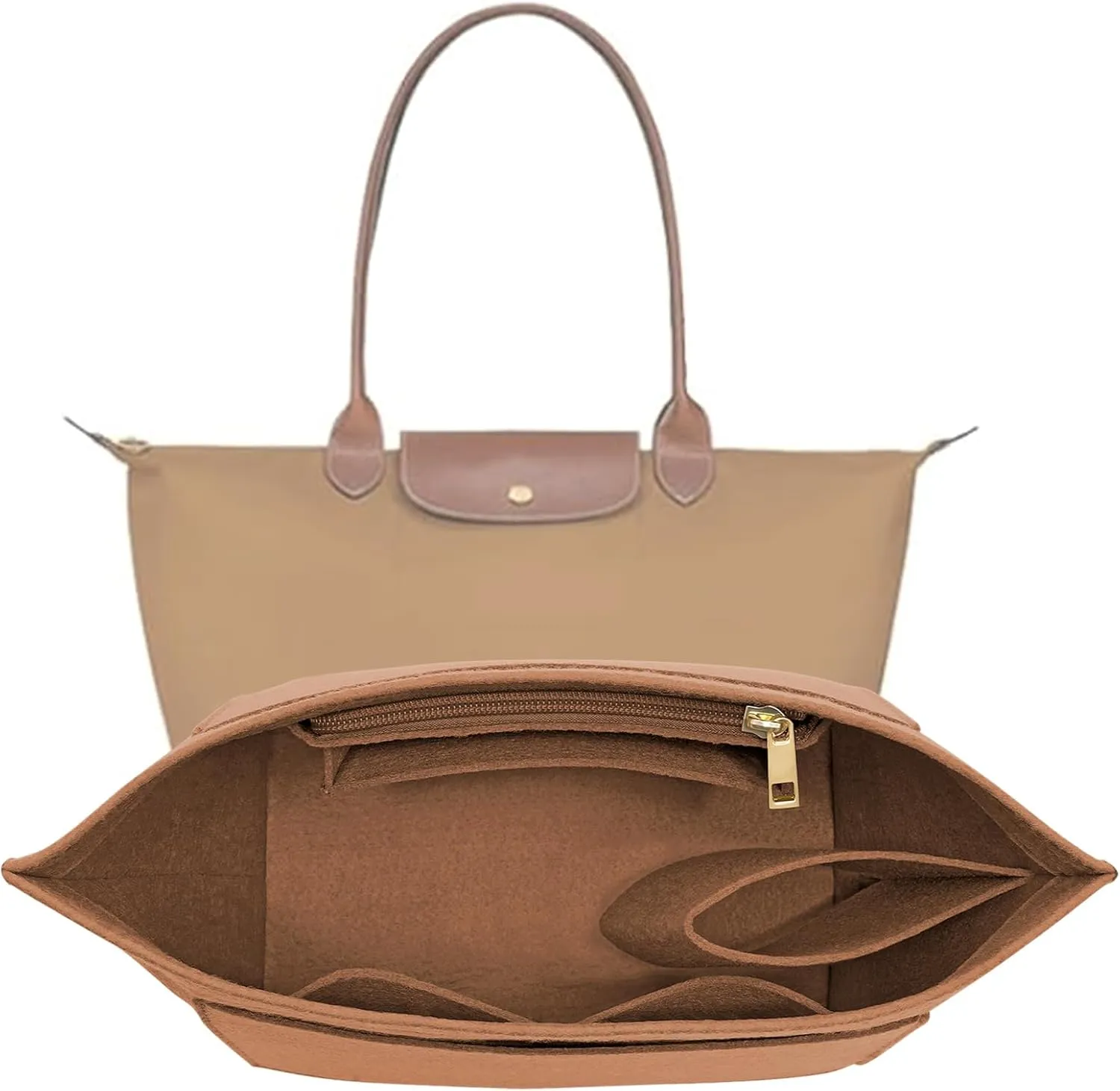 Purse Organizer Insert for Le Pliage Medium Handbags Insert（EarthColor, Medium）