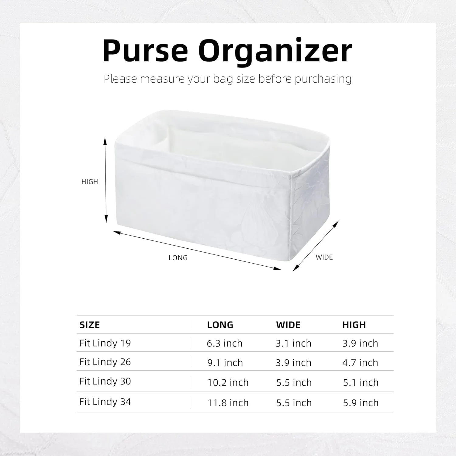 Purse Organizer Insert for Lindy 19/26/30/34 bags, Lightweight Bag Shaper for Women Luxury Handbag Tote, Soft Inner Bag Organizer(LD26, Snowflake)