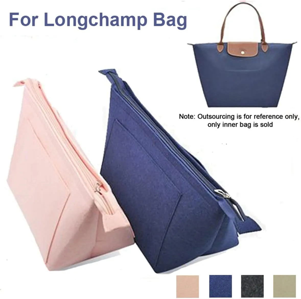 purse Organizer Insert for Longchamp Bag le pliage Nevefull Tote Bag Organizer Y016-beige-L