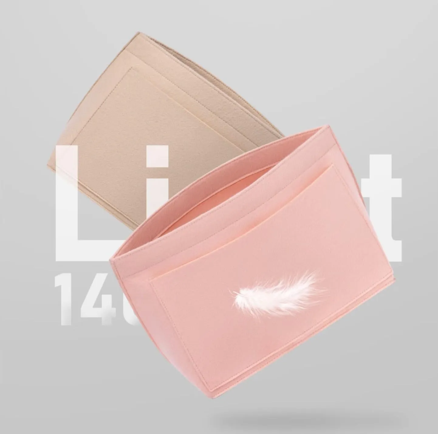 Purse Organizer Insert for Longchamp Le Pliage L Handbag Insert, Felt Handbag Organizer Insert Large Tote with Cup Holder, Bag Organizer with Zipper,8 Compartments(Pink, L/11 * 9.84 * 6.7in)