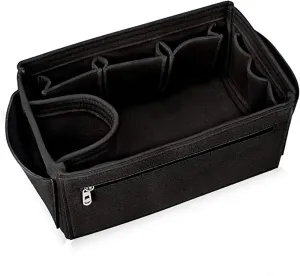 Purse Organizer Insert Make Up Organizer Felt Cloth Handbag Organizer Insert Bag Travel Inner Purse Portable Cosmetic Bags(Black,S 26x15x15cm)