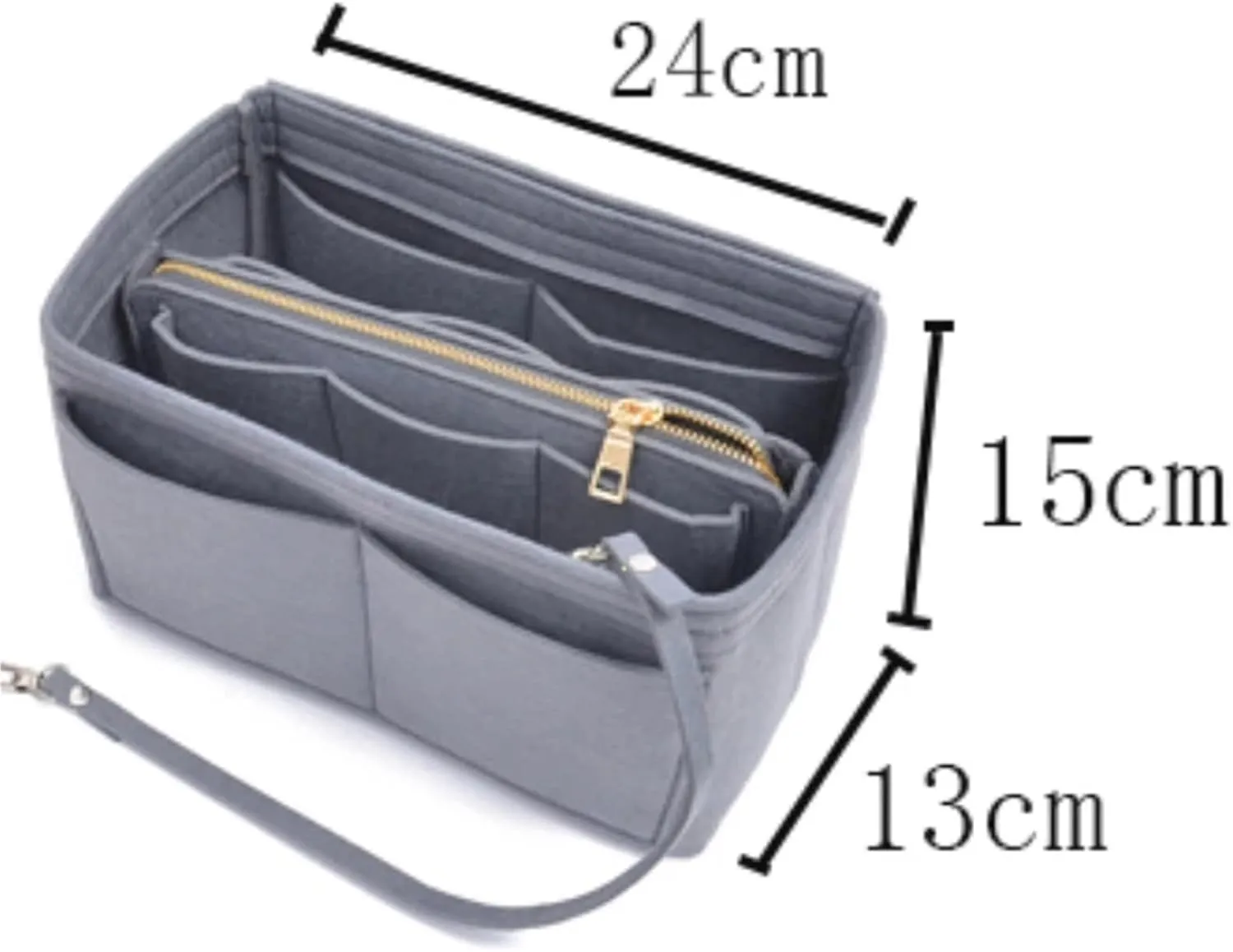 Purse Organizer Insert Multifunctional Large Capacity Makeup Storage Bag Felt Cloth Liner Travel Insert Portable Bag(Grey-M)