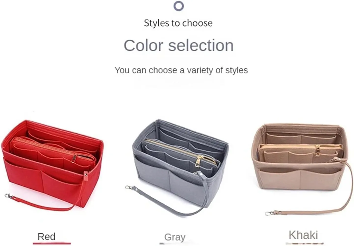 Purse Organizer Insert Multifunctional Large Capacity Makeup Storage Bag Felt Cloth Liner Travel Insert Portable Bag(Grey-M)