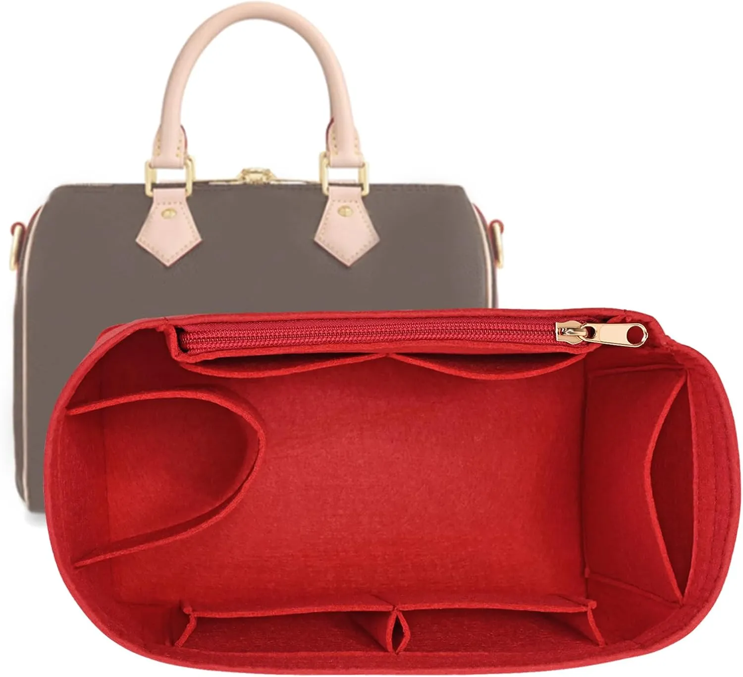 Purse Organizer Inserts for Speedy 35 Felt Purse Inserts HandBag and Tote bag Neverful Organizer Insert (Red,X-Large