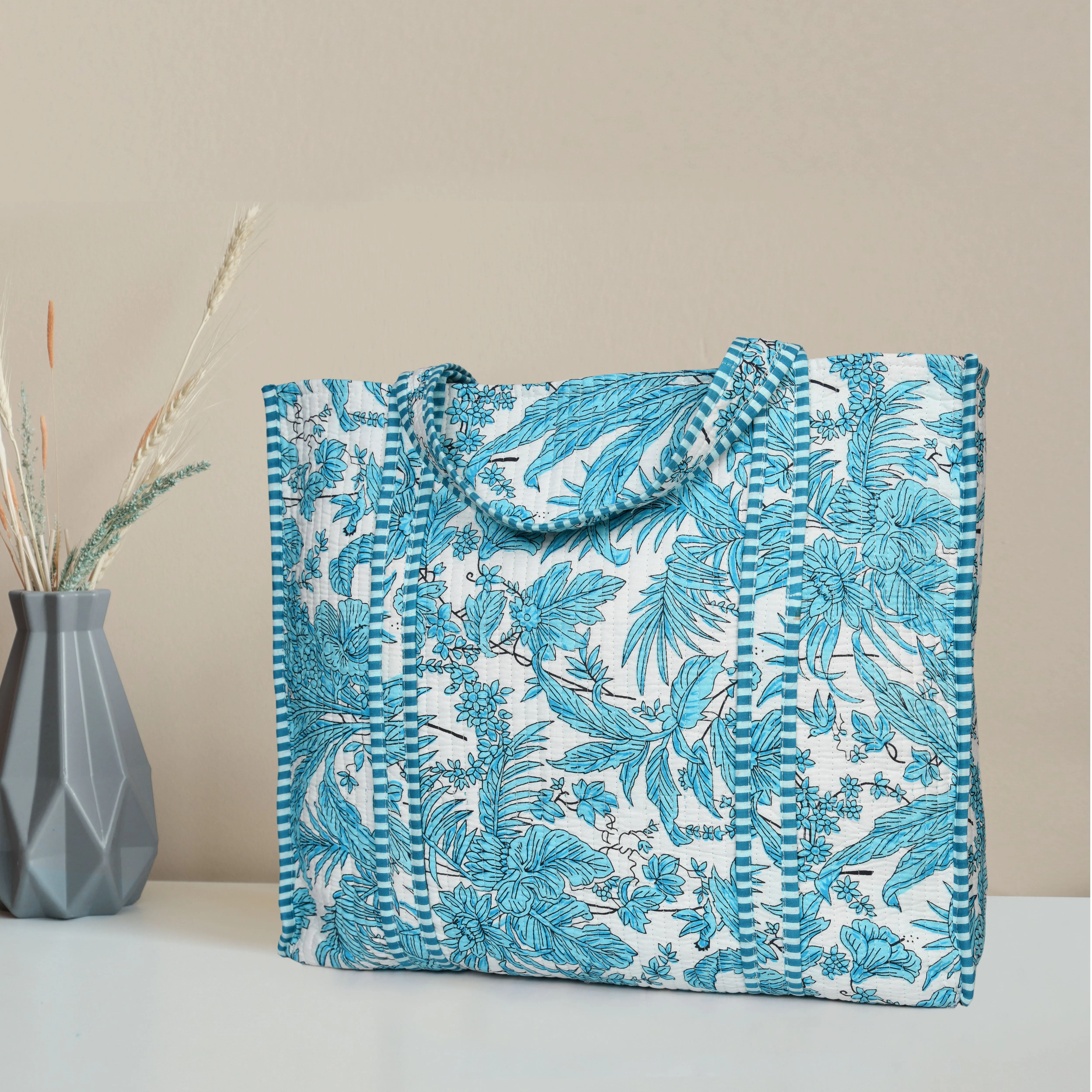 Quilted Cotton  Tote Bag