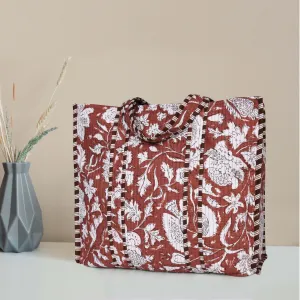 Quilted Cotton  Tote Bags - Brown