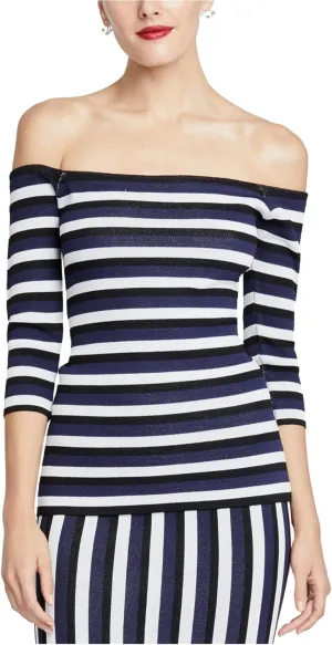 Rachel Roy Womens Striped Wren Off The Shoulder Blouse, Multicoloured, X-Small