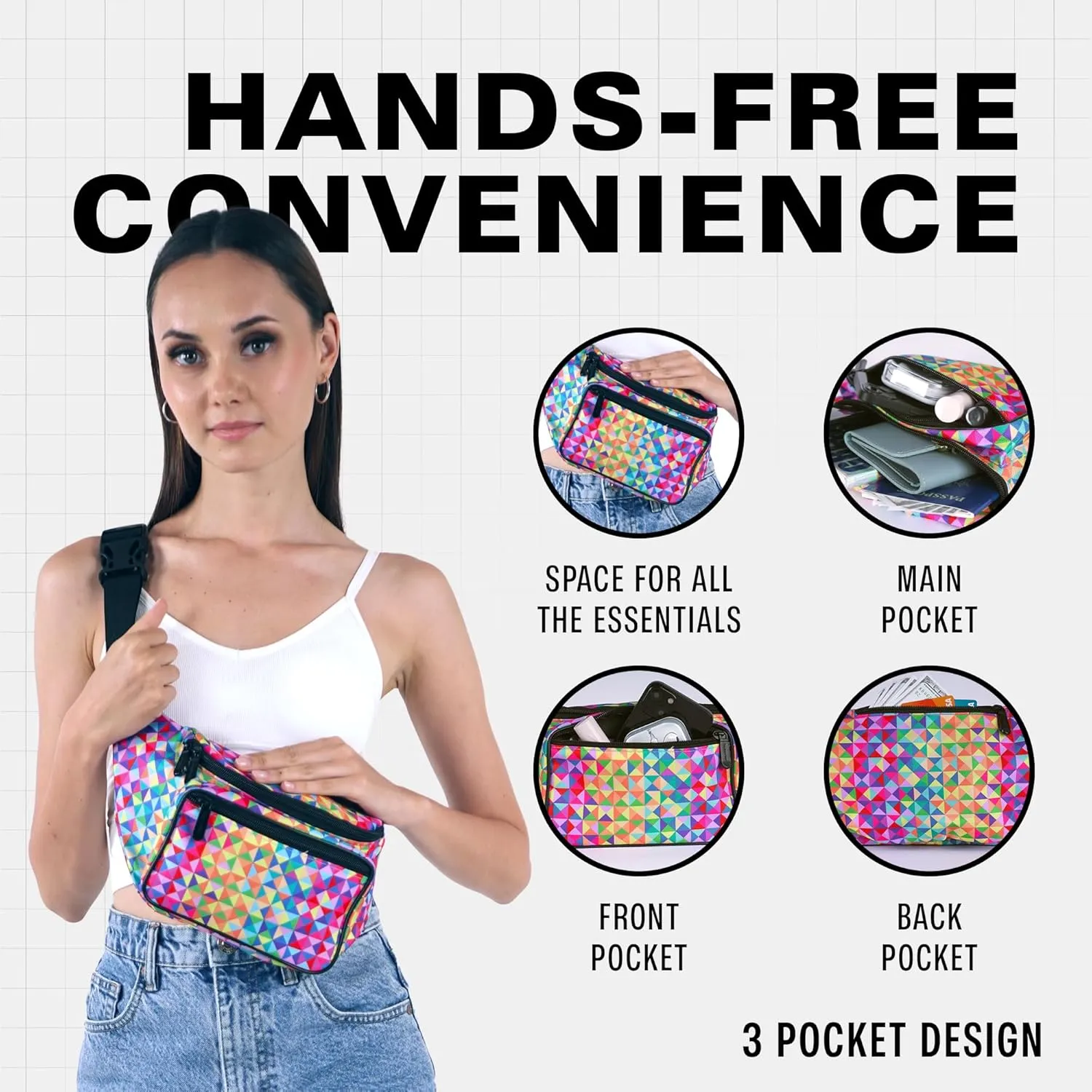 Rainbow Fanny Pack Belt Bag I Mens Fanny Packs for Women - Crossbody Bag Bum bag Waist Bag Waist Pack - For Halloween costumes, for Hiking, Running, Travel, Waterproof and more