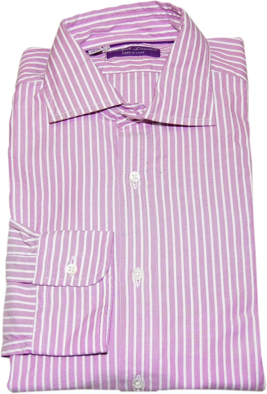 Ralph Lauren Polo Purple Label Mens Dress Shirt Striped Italy Purple White 16 $425