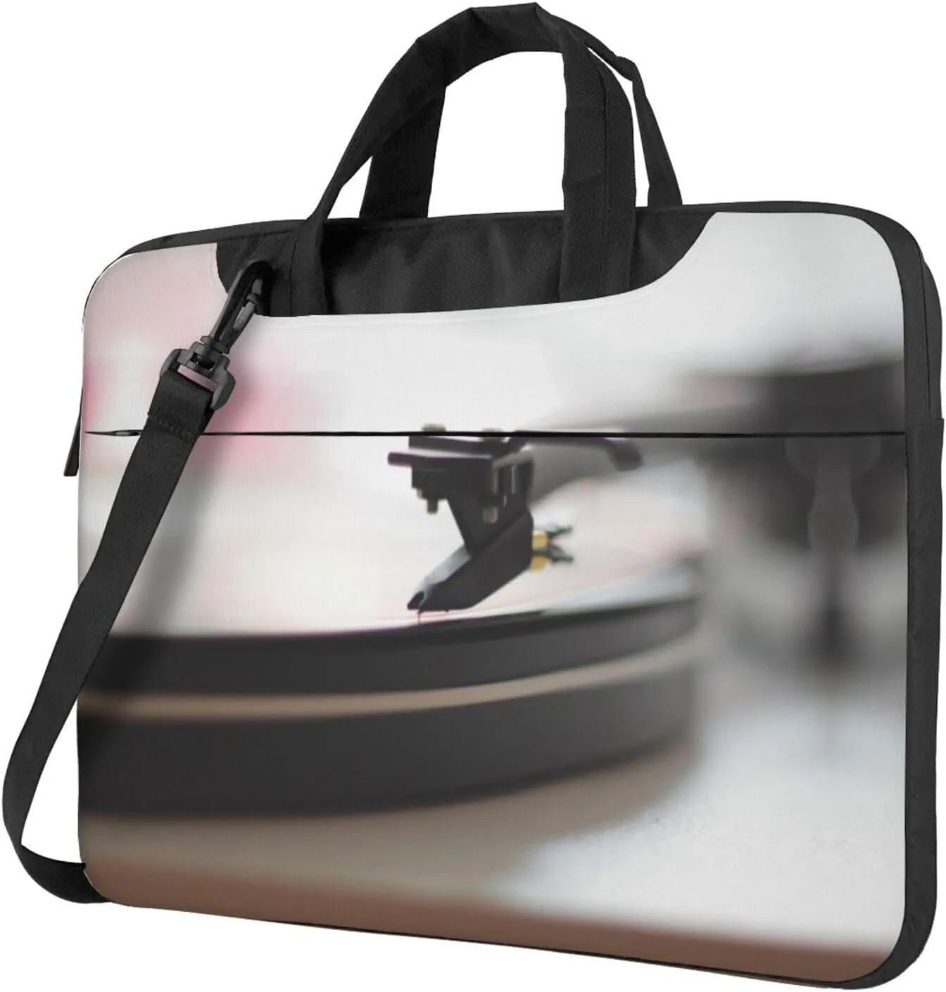Record Player Printed Laptop Bag Case Message Briefcase Adjustable Shoulder Strap Computer Bag for Travel Work Office
