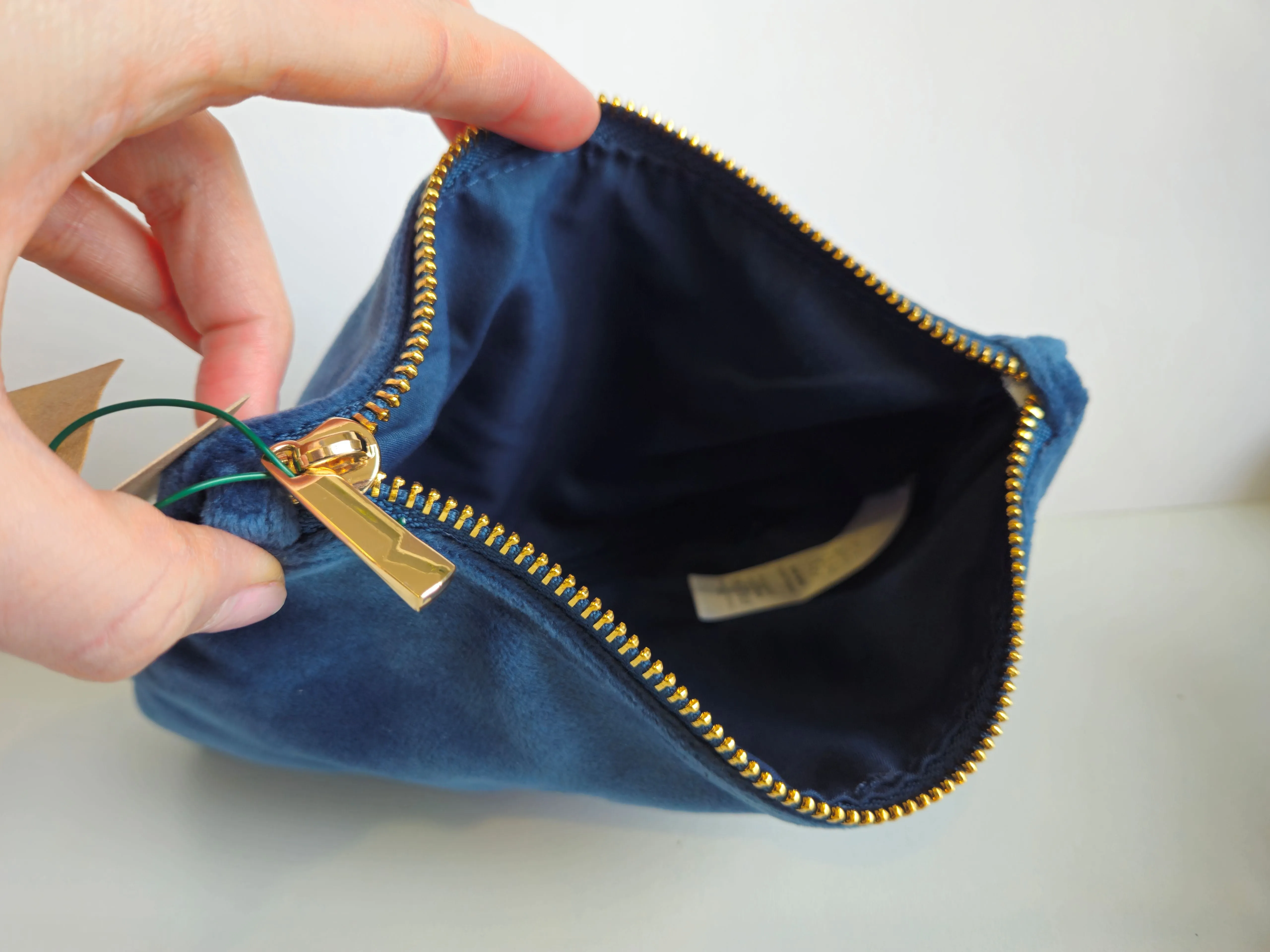 Recycled Velvet White Heart Pouch SMALL | Sustainable Makeup or Travel Pouch | Luxurious Feel