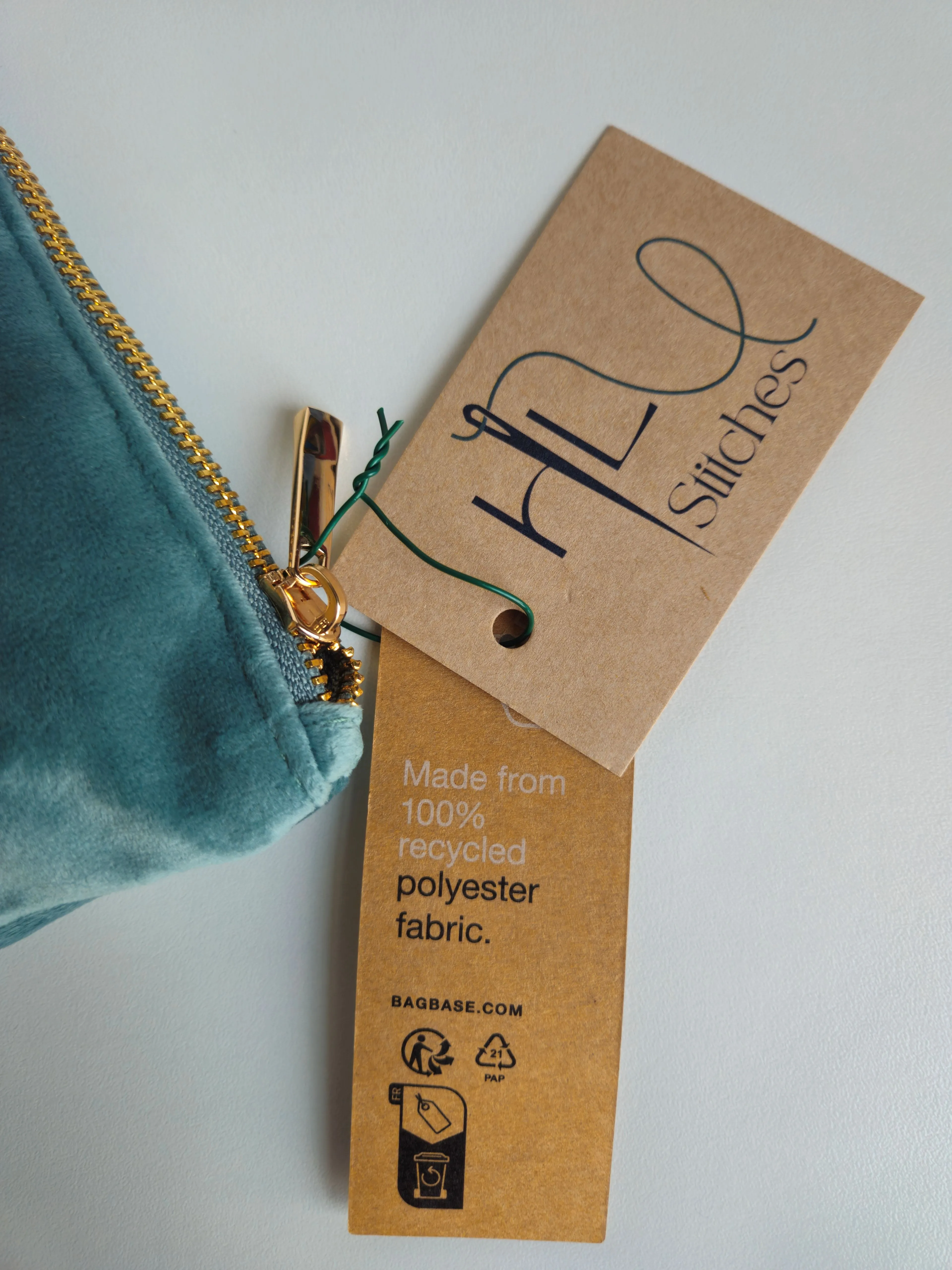 Recycled Velvet White Heart Pouch SMALL | Sustainable Makeup or Travel Pouch | Luxurious Feel
