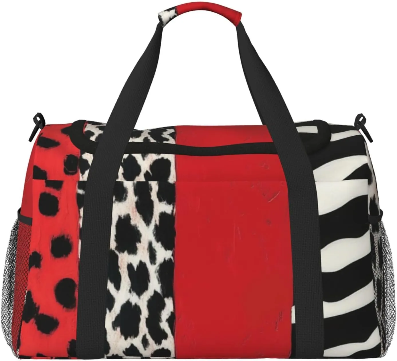 Red Leopard And Zebra Animal Travel Duffel Bag Tote Bag Sports Gym Bag For Women And Men