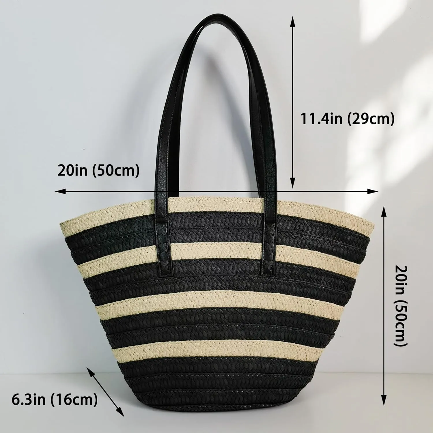 Rejolly Straw Tote Bag for Women Beach Summer Vacation Handbags Large Woven Shoulder Purse with Zipper Leather Handle Purse