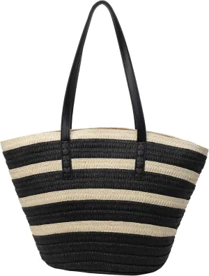 Rejolly Straw Tote Bag for Women Beach Summer Vacation Handbags Large Woven Shoulder Purse with Zipper Leather Handle Purse