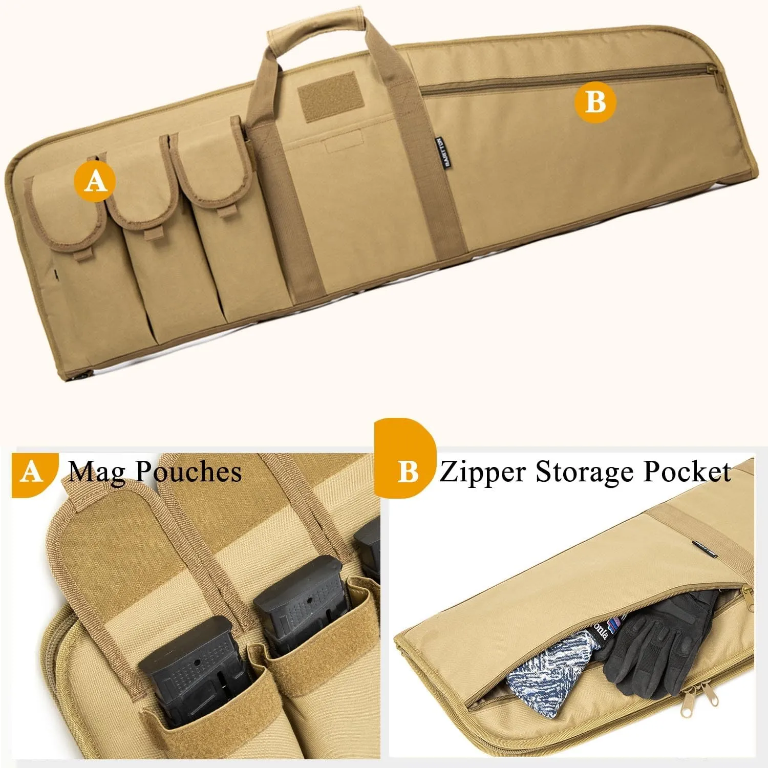 Rifle Case Tactical Single Scoped Soft Rifle Bag with Multiple Magazine Holder Pouch,Dual Lockable Zippers, Available Length in 35" 41" 45".