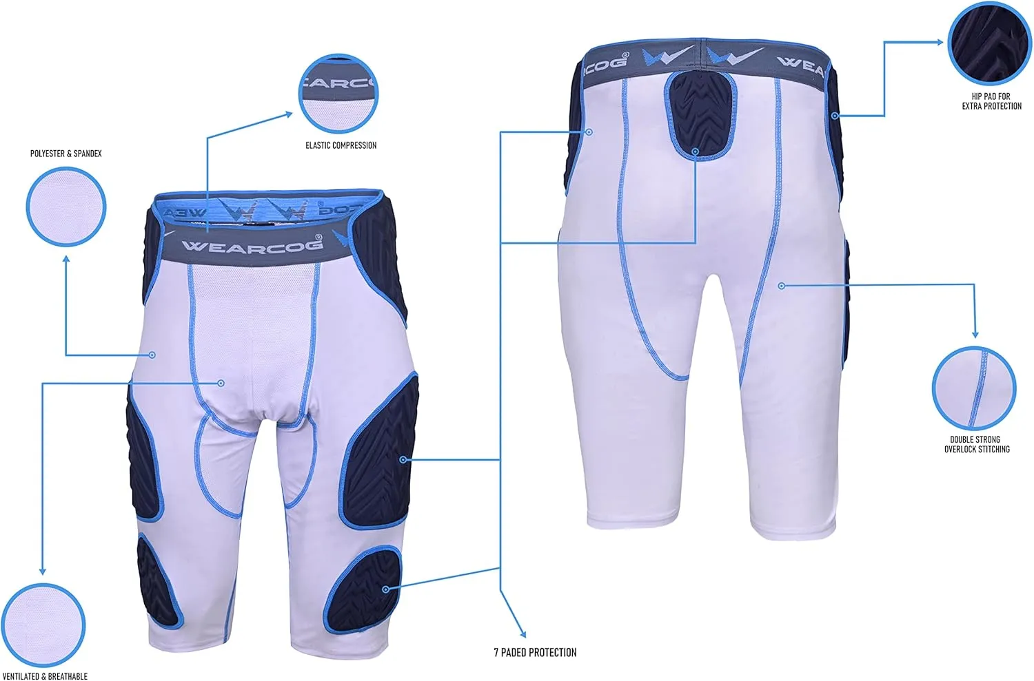 Rival Youth & Adult Football Girdle for Men & Boy's, 7 Padded Integrated Football Pads with Hip, Tail, Thigh Pads and Cup Pocket