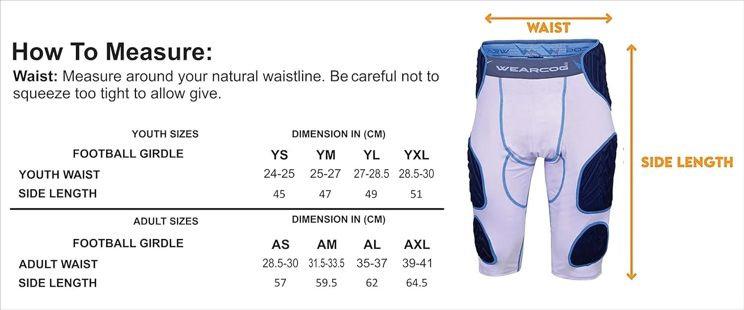 Rival Youth & Adult Football Girdle for Men & Boy's, 7 Padded Integrated Football Pads with Hip, Tail, Thigh Pads and Cup Pocket