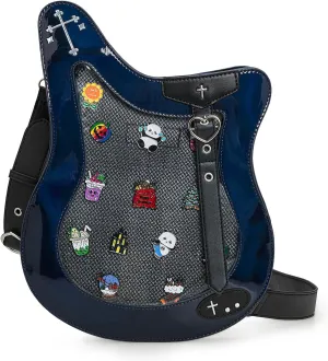 Rock Metal Guitar Ita Bag Crossbody Shoulder Bags Kawaii Cute Clear Window Pin Insert with a Removeable Strap