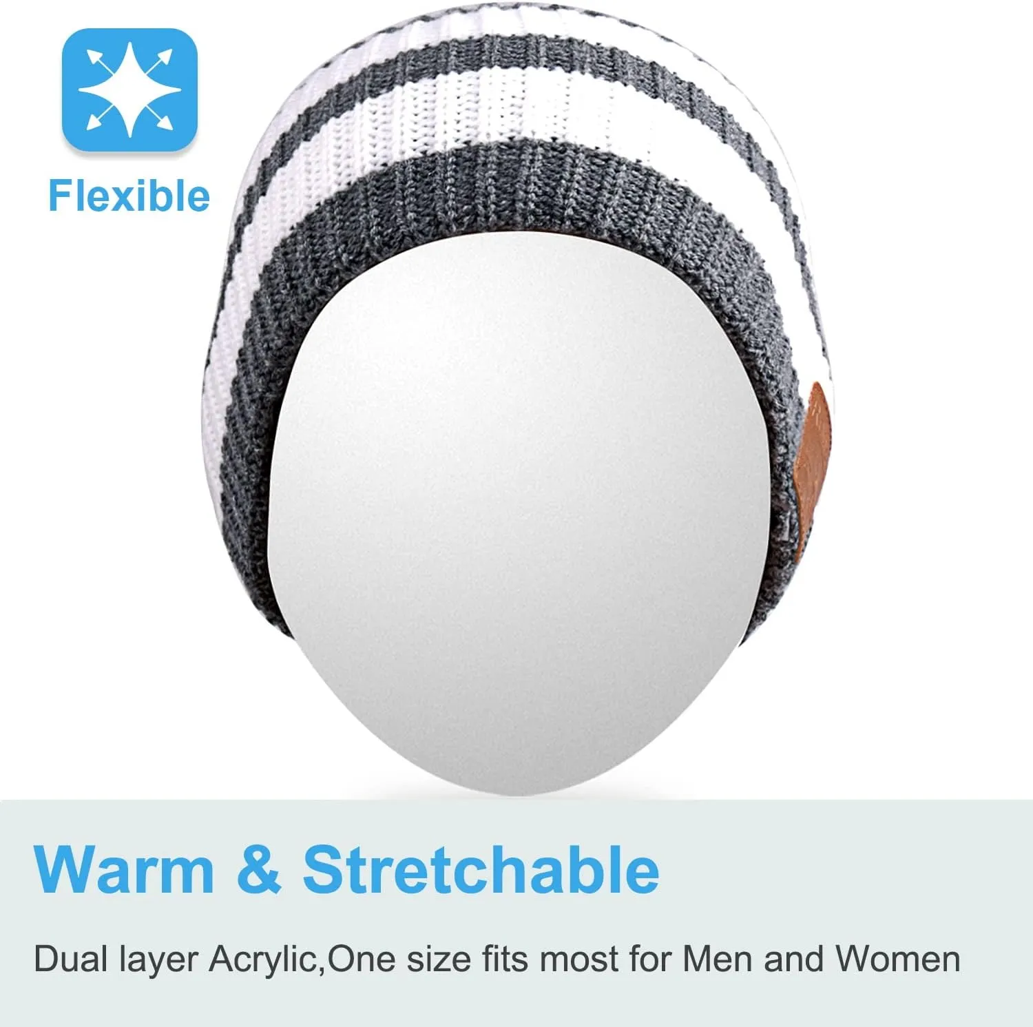 Rotibox Bluetooth Beanie Hat Wireless Headphone for Outdoor Sports Xmas Gifts