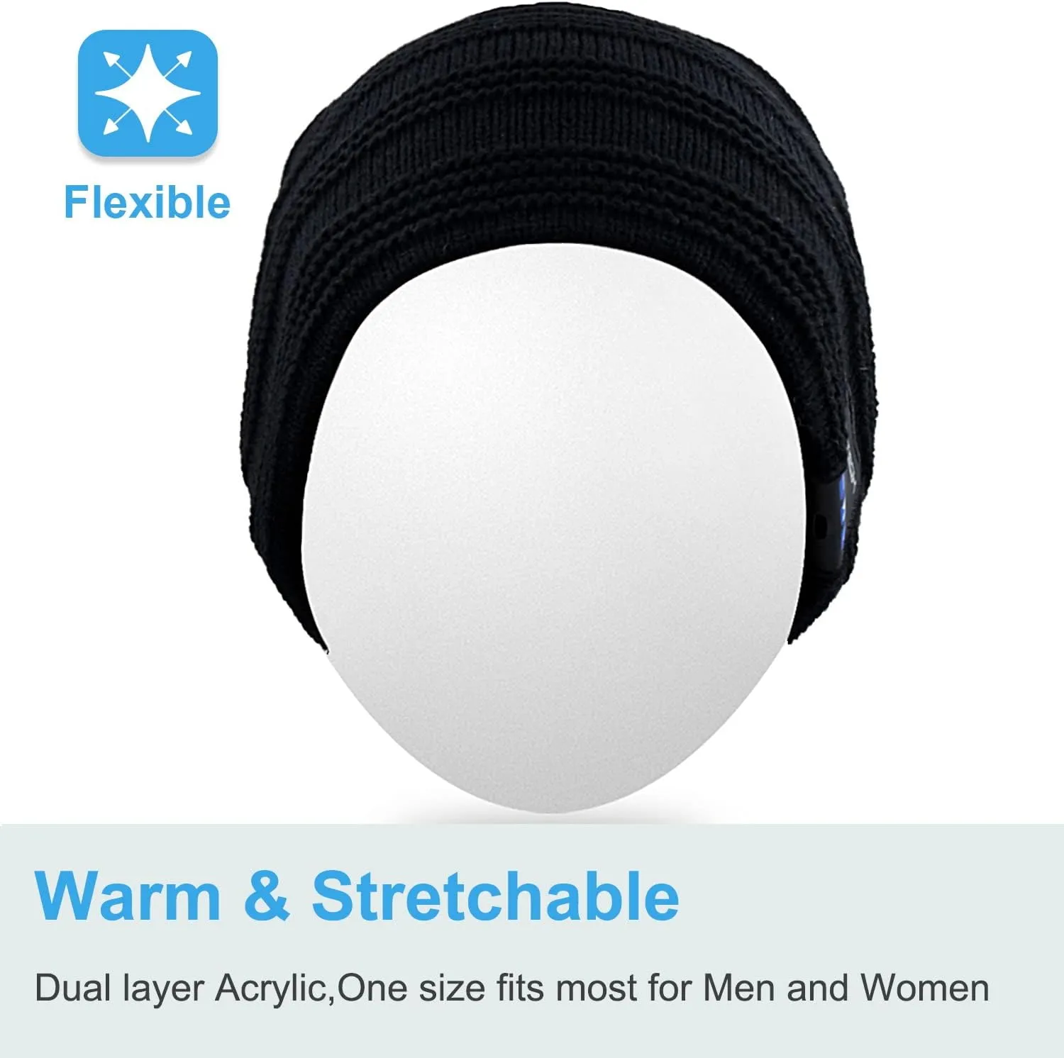Rotibox Bluetooth Beanie Hat Wireless Headphone for Outdoor Sports Xmas Gifts