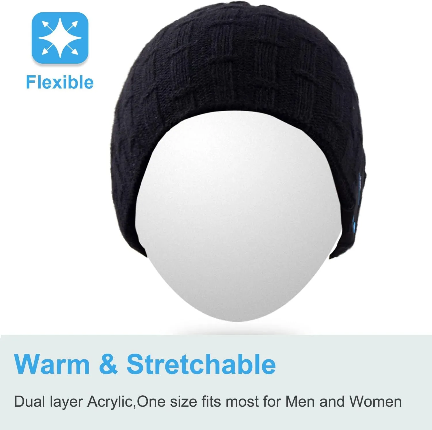 Rotibox Bluetooth Beanie Hat Wireless Headphone for Outdoor Sports Xmas Gifts