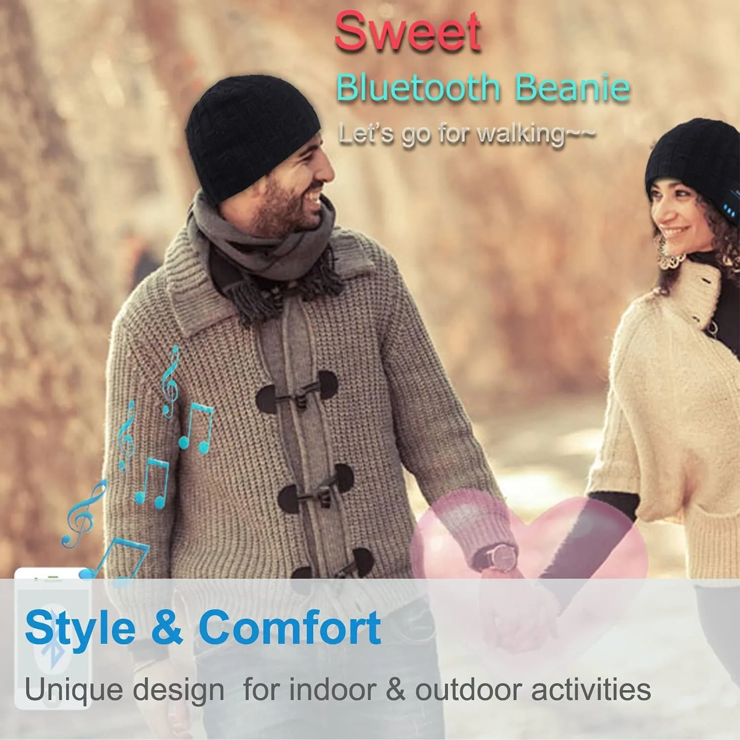 Rotibox Bluetooth Beanie Hat Wireless Headphone for Outdoor Sports Xmas Gifts