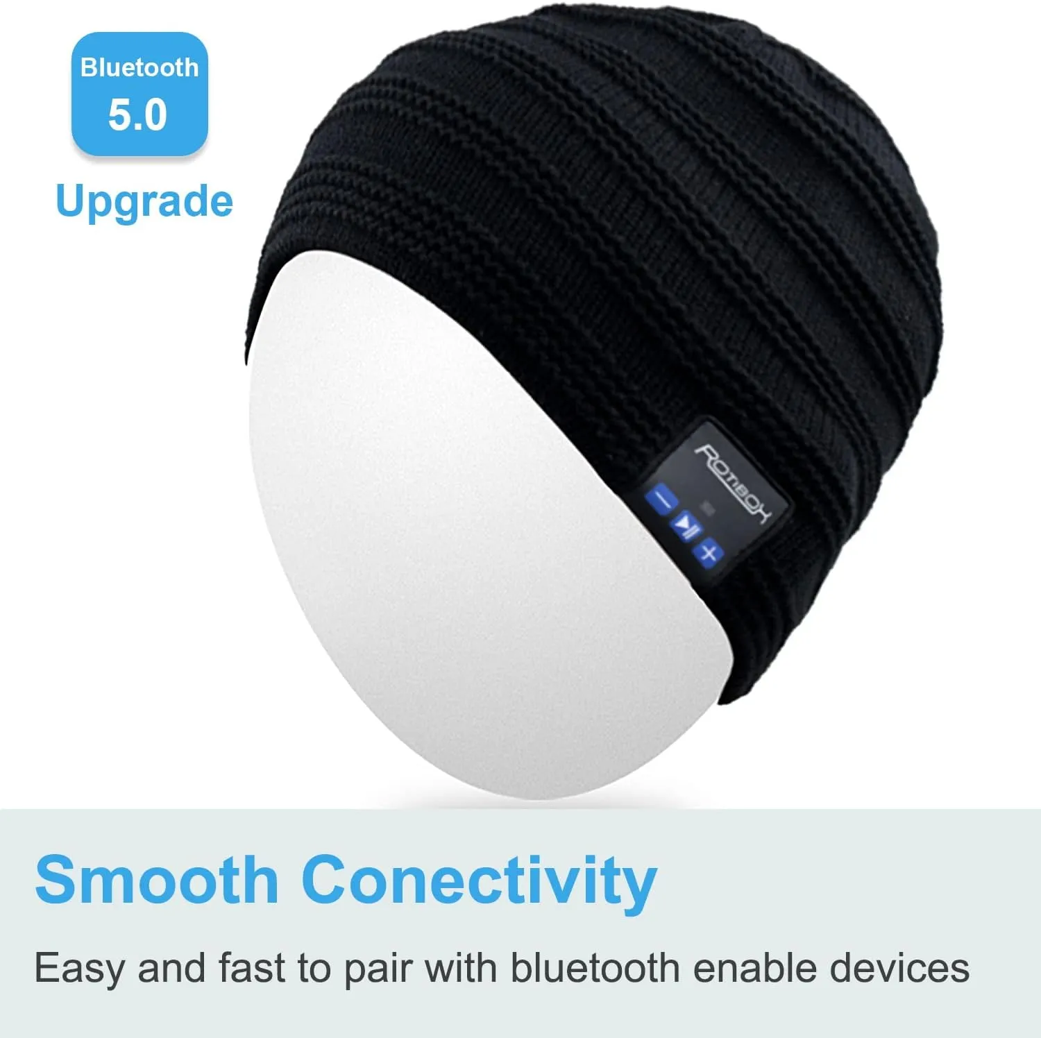 Rotibox Bluetooth Beanie Hat Wireless Headphone for Outdoor Sports Xmas Gifts