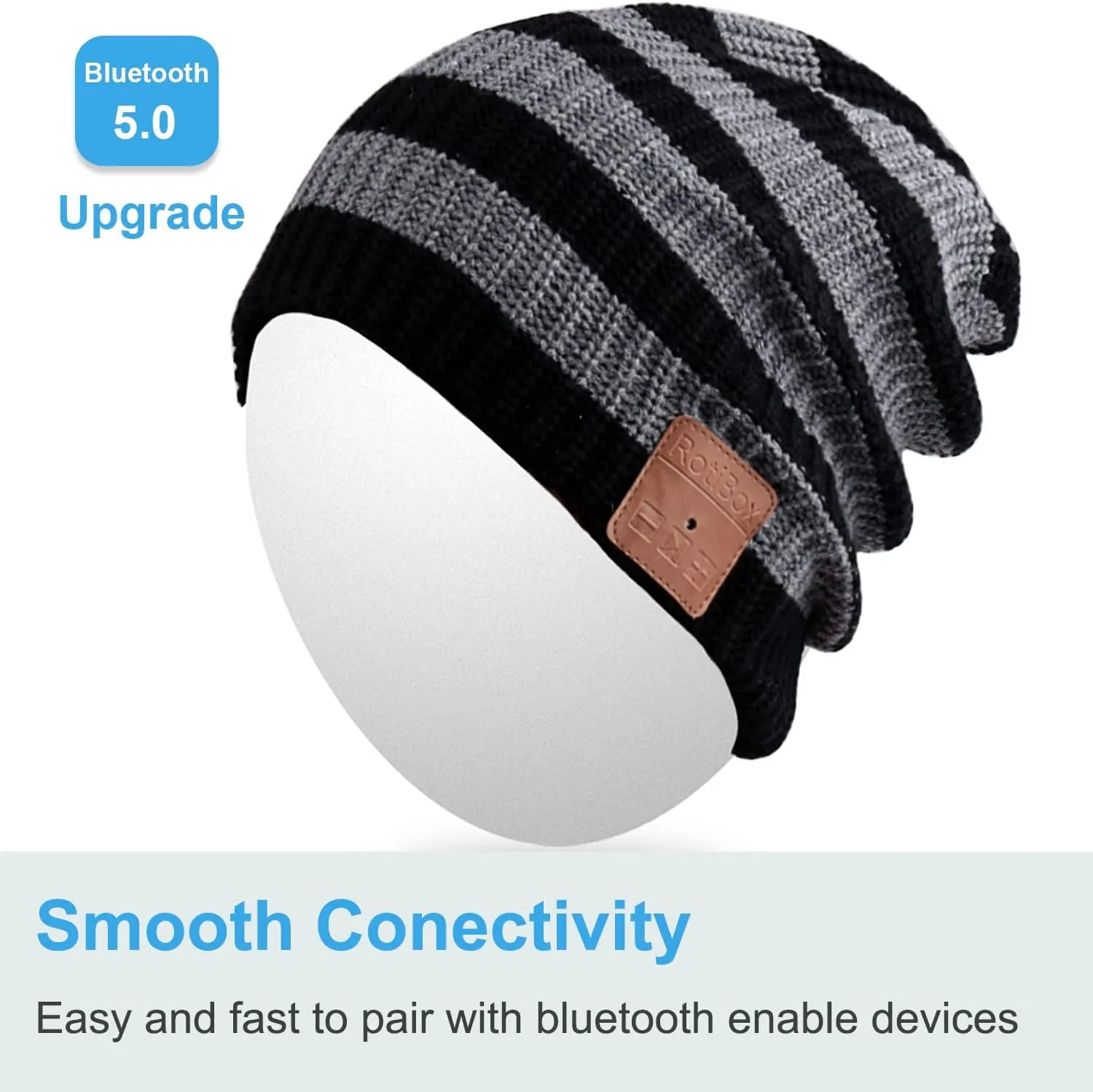 Rotibox Bluetooth Beanie Hat Wireless Headphone for Outdoor Sports Xmas Gifts
