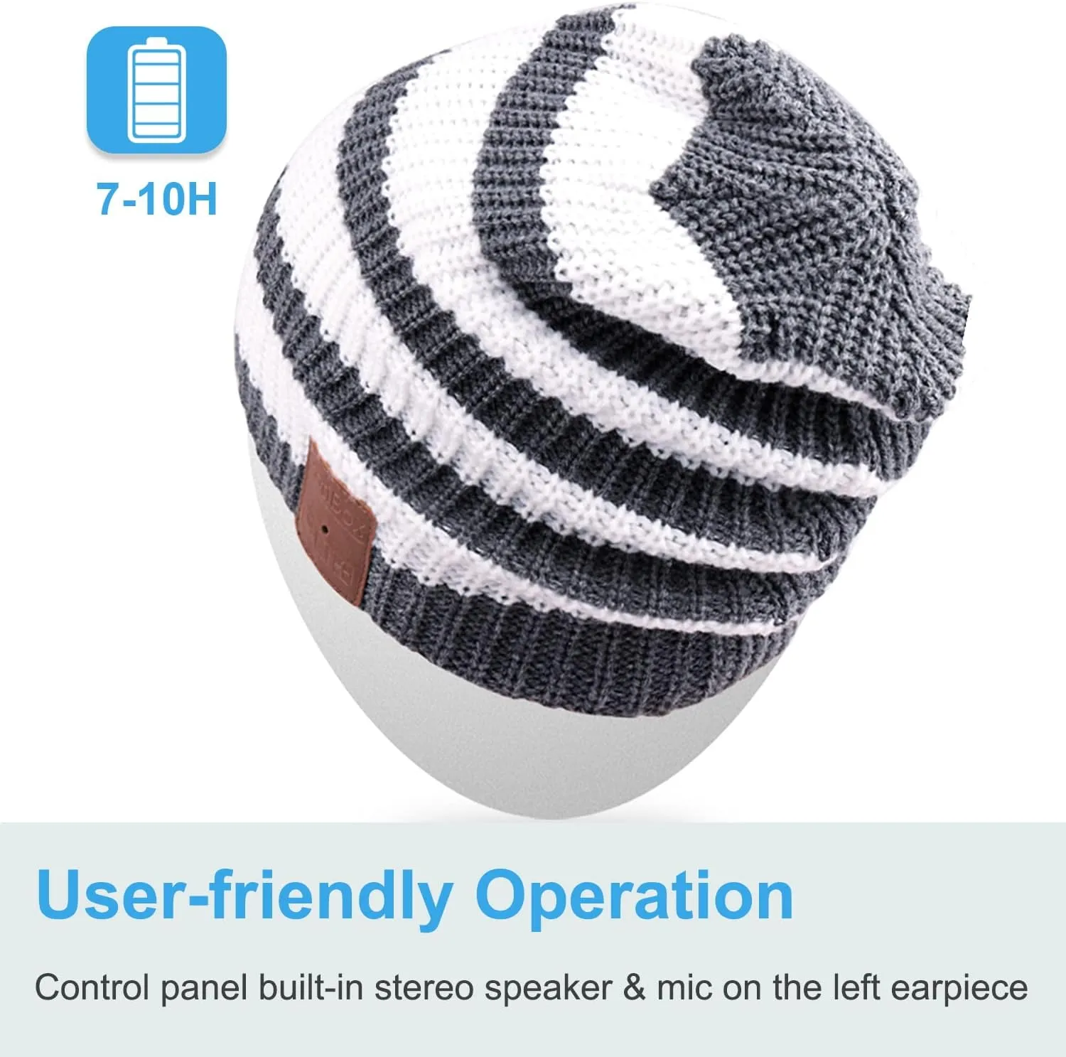 Rotibox Bluetooth Beanie Hat Wireless Headphone for Outdoor Sports Xmas Gifts