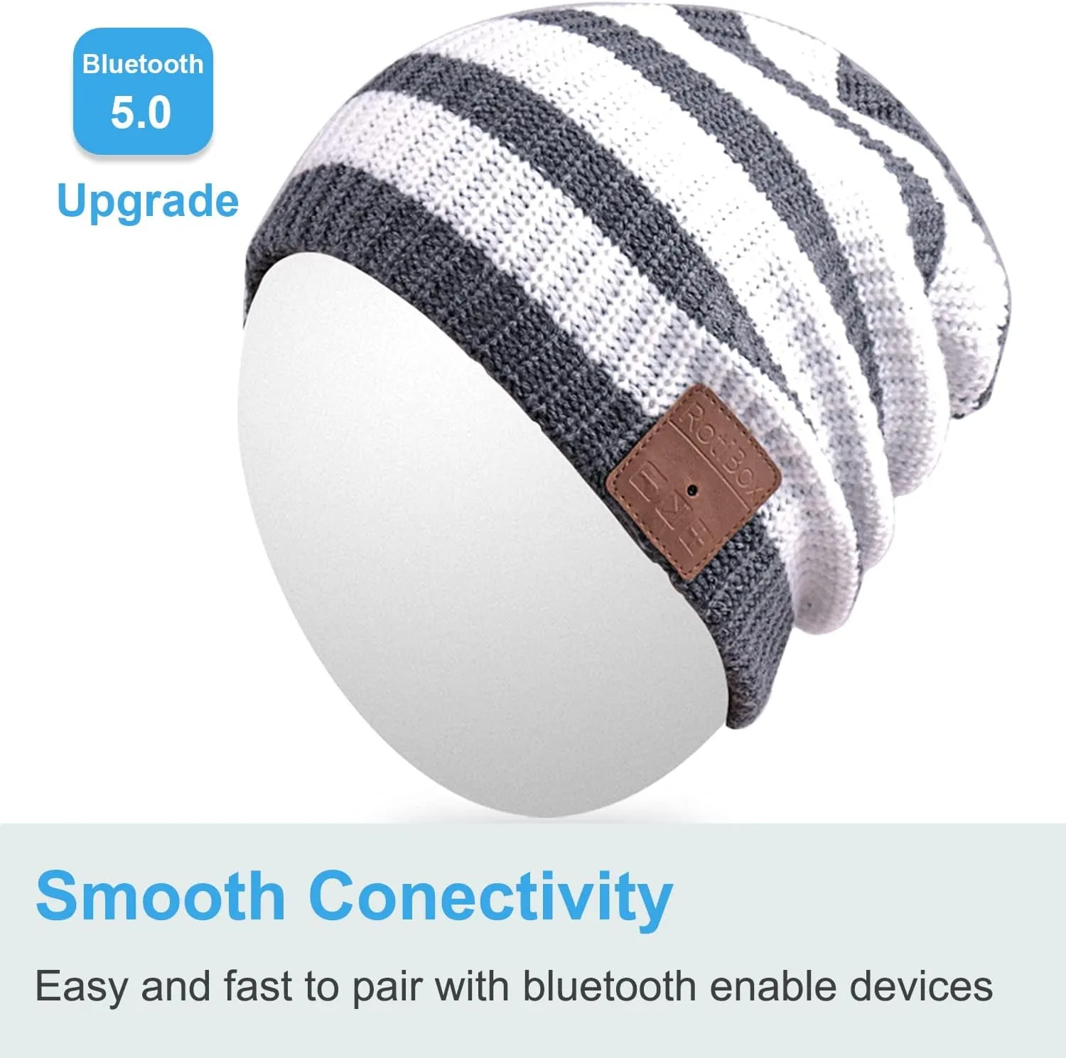 Rotibox Bluetooth Beanie Hat Wireless Headphone for Outdoor Sports Xmas Gifts