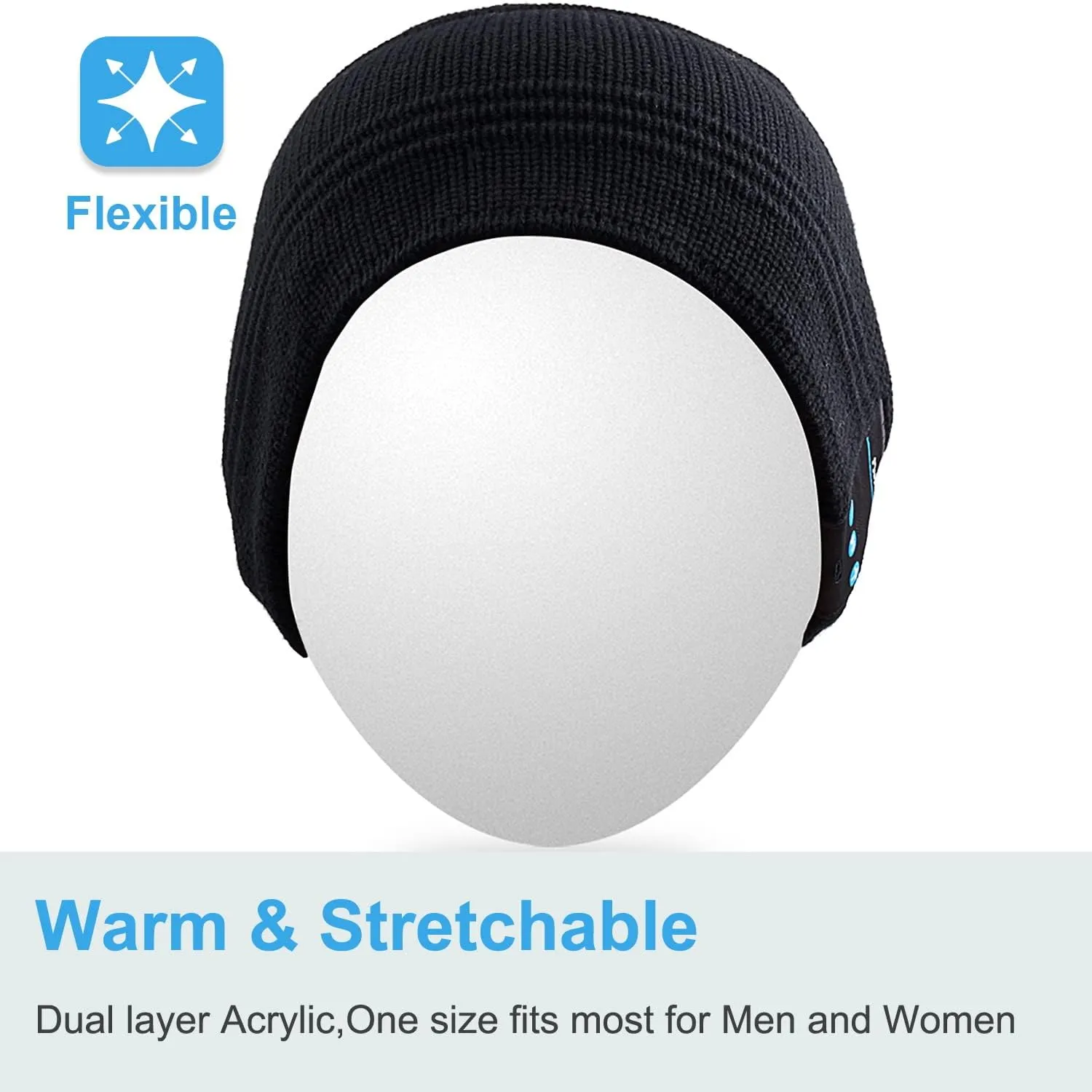 Rotibox Bluetooth Beanie Hat Wireless Headphone for Outdoor Sports Xmas Gifts