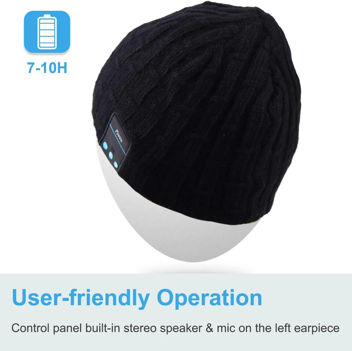 Rotibox Bluetooth Beanie Hat Wireless Headphone for Outdoor Sports Xmas Gifts
