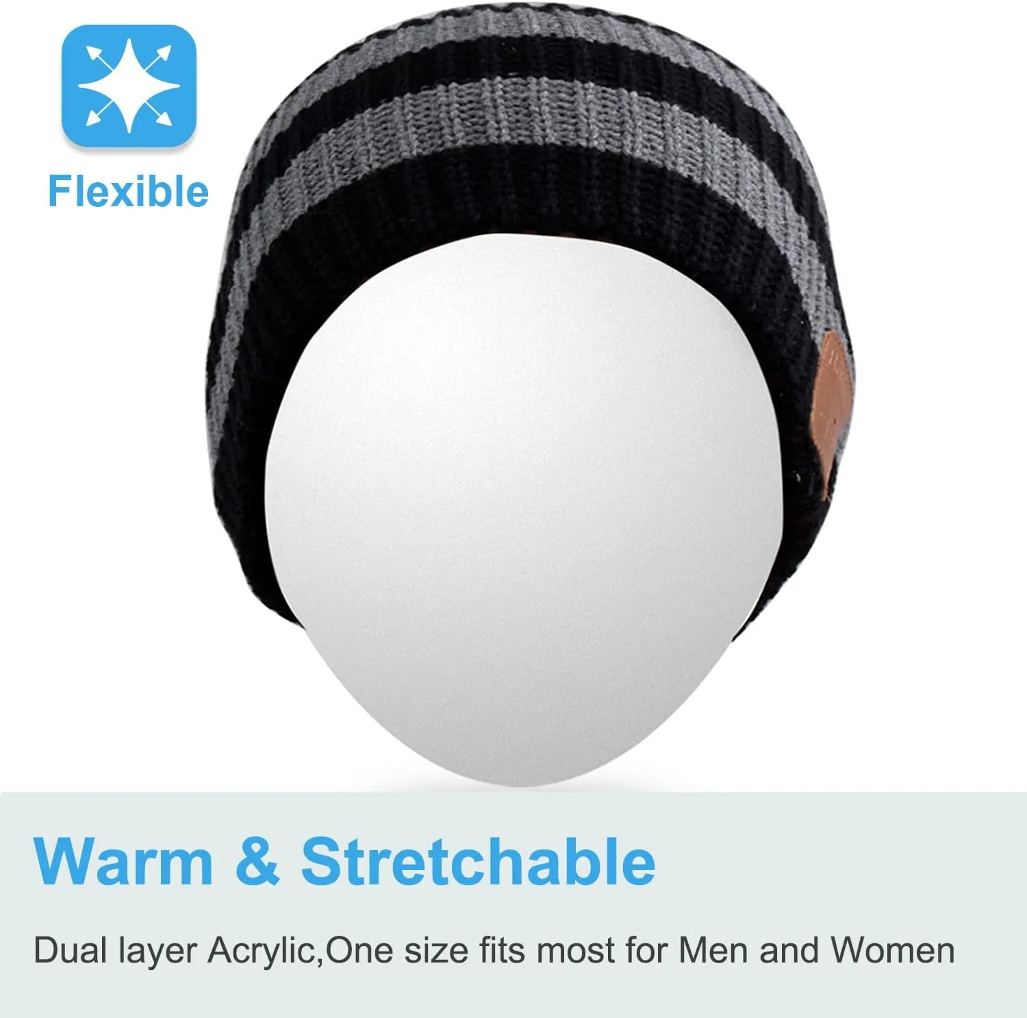Rotibox Bluetooth Beanie Hat Wireless Headphone for Outdoor Sports Xmas Gifts