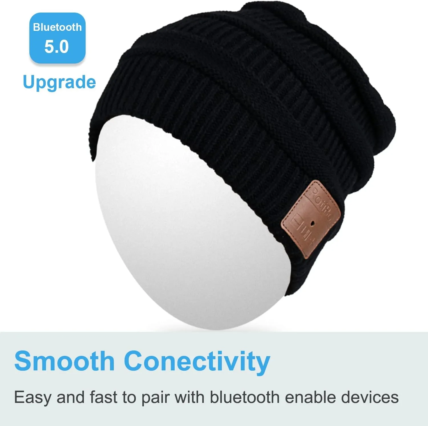 Rotibox Washable Bluetooth Beanie Hat with Wireless Stereo Over Ear Headphones Headsets Earphone Speaker Hands Free
