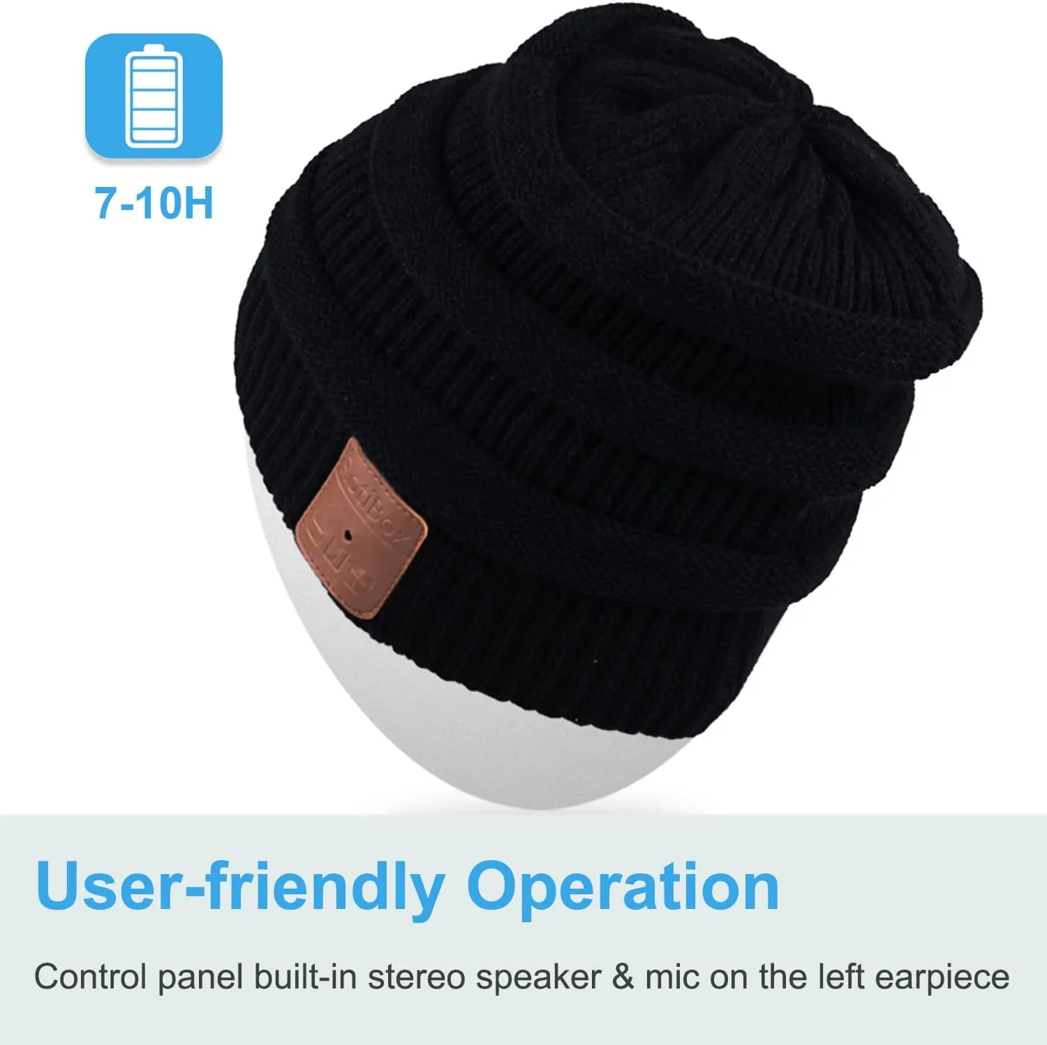 Rotibox Washable Bluetooth Beanie Hat with Wireless Stereo Over Ear Headphones Headsets Earphone Speaker Hands Free