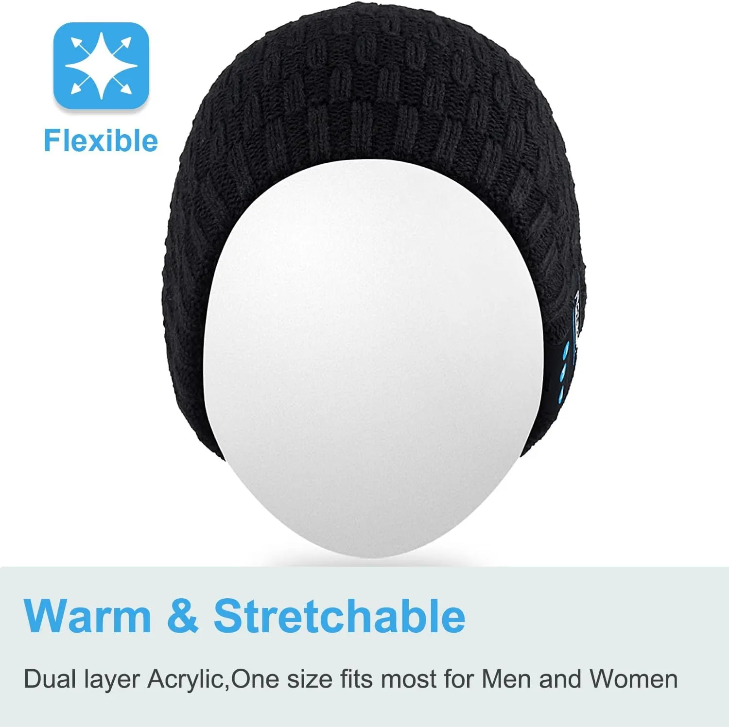 Rotibox Washable Bluetooth Beanie Hat with Wireless Stereo Over Ear Headphones Headsets Earphone Speaker Hands Free