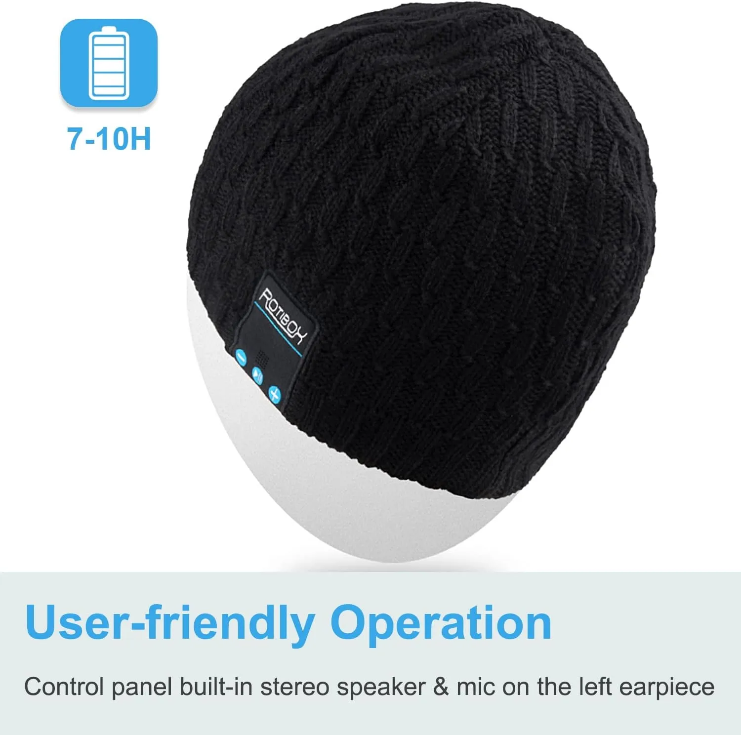Rotibox Washable Bluetooth Beanie Hat with Wireless Stereo Over Ear Headphones Headsets Earphone Speaker Hands Free
