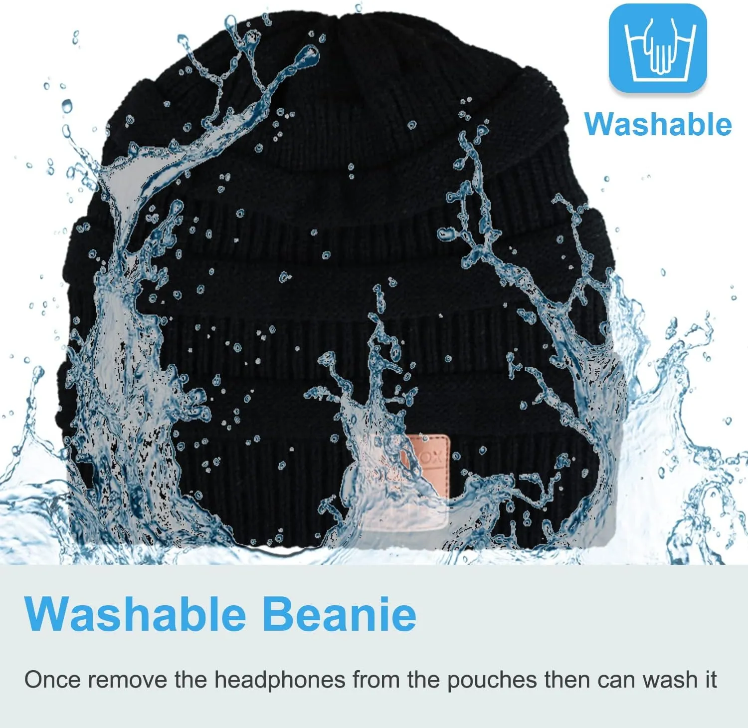 Rotibox Washable Bluetooth Beanie Hat with Wireless Stereo Over Ear Headphones Headsets Earphone Speaker Hands Free