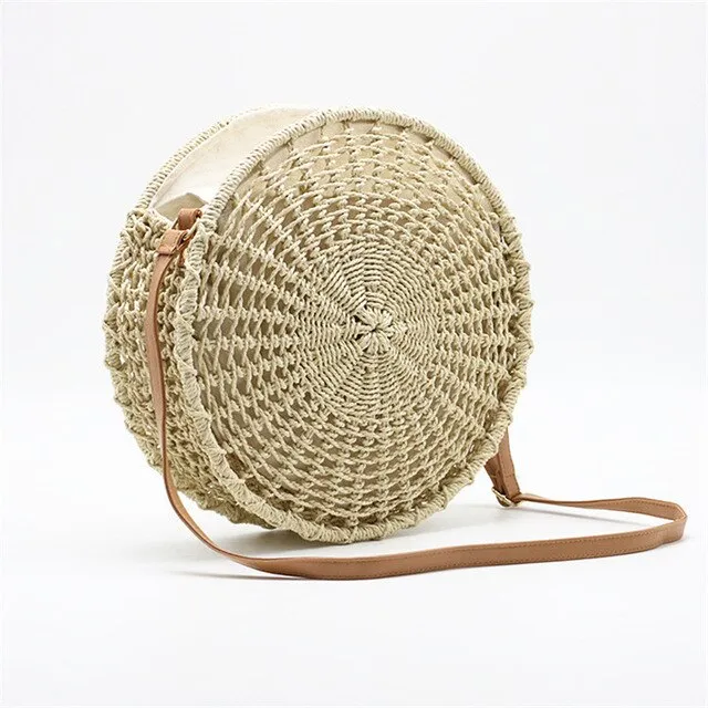 Round Openwork Straw Bag