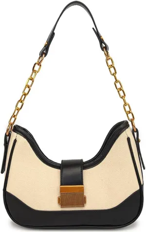 RTGGSEL Women's Contrast Color Plaid Striped Saddle Crossbody Shoulder Underarm Satchel Handbag Tote Clutch Purse Hobo Bag