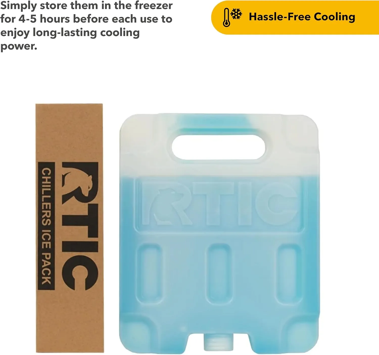 RTIC Refreezable Reusable Cooler Ice Packs Cold Ice Chest Pack Long-Lasting Break-Resistant for Food, Drink, Travel and Storage, 2 Pack