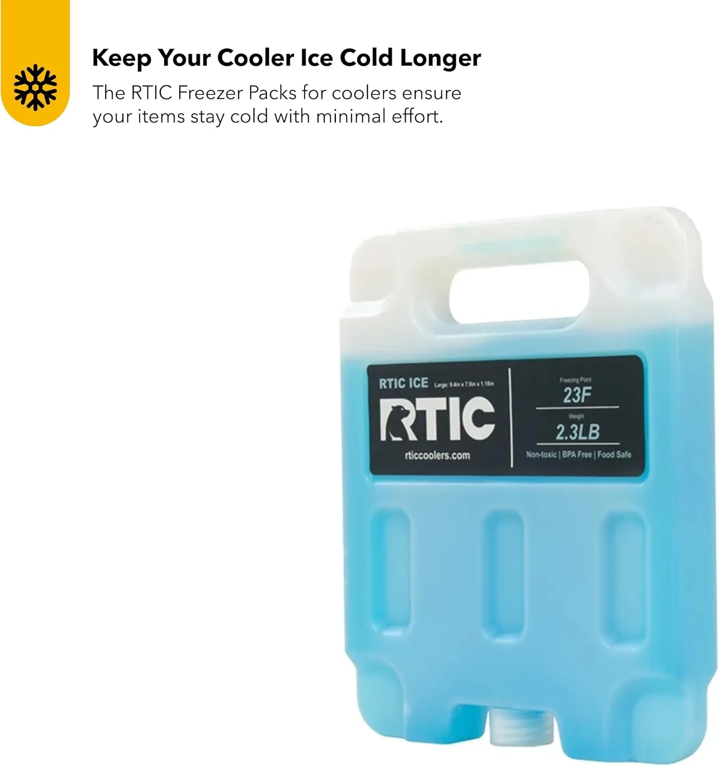 RTIC Refreezable Reusable Cooler Ice Packs Cold Ice Chest Pack Long-Lasting Break-Resistant for Food, Drink, Travel and Storage, 2 Pack