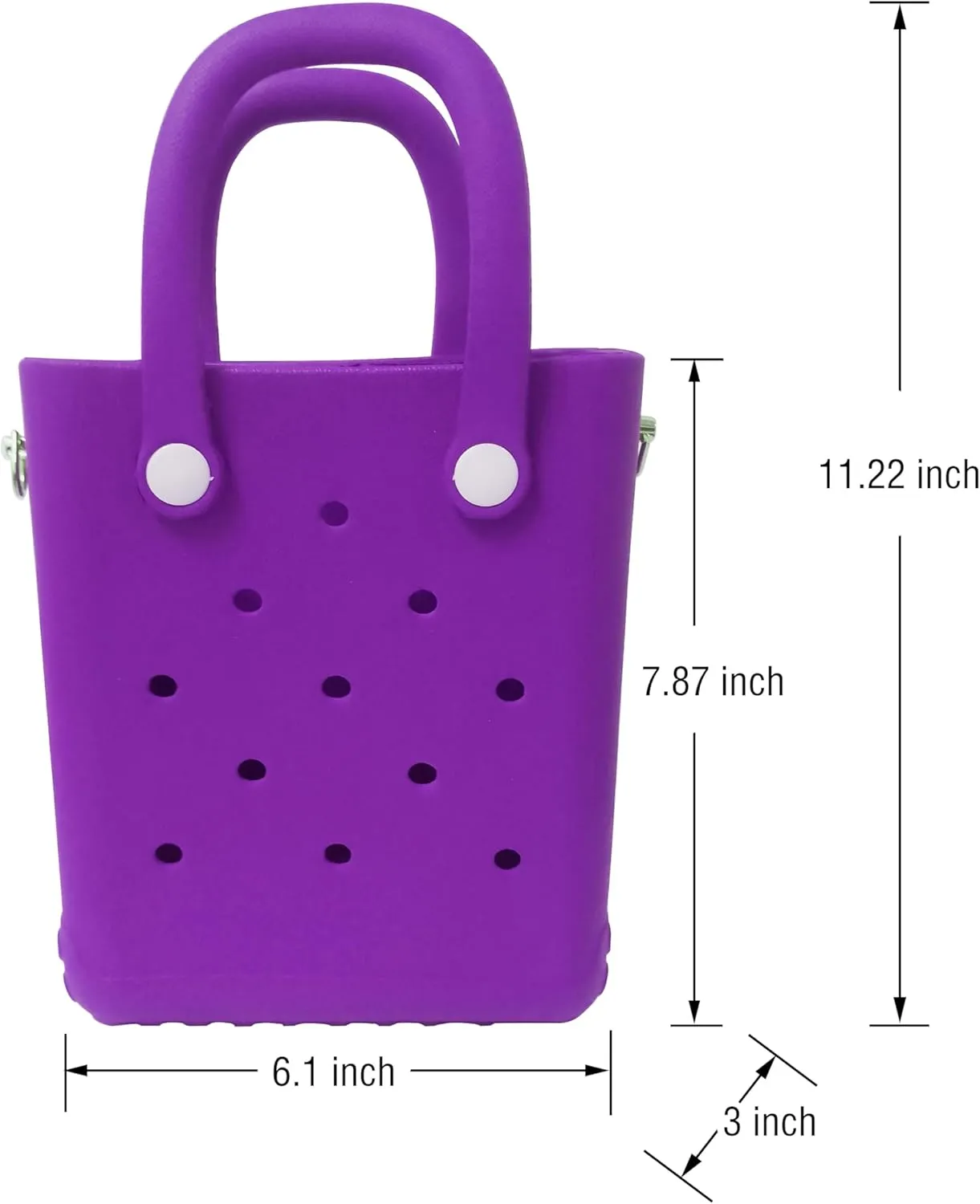 Rubber Beach Bag with Strap, Bitty EVA Tote Bag with 6 Charms
