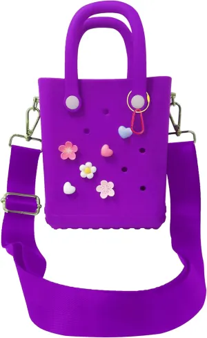 Rubber Beach Bag with Strap, Bitty EVA Tote Bag with 6 Charms